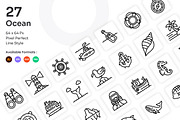 Ocean Icons Set - Line, an Outline Icon by Kmg Design (Thumbnail 1 of 2)