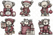 Quirky Christmas Teddy Bear Clipart, an Illustration by Black Bird Studio (Thumbnail 2 of 6)