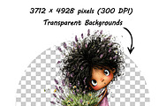 Whimsical Peeking Girl Clipart, an Illustration by one-touch (Thumbnail 3 of 12)