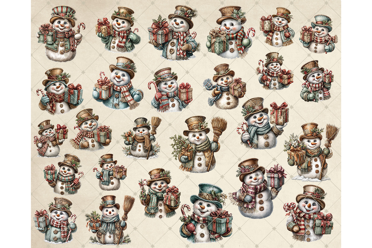 Snowman With Gift Clipart PNG, an Illustration by Memories By Lea (Photo 17 of 17)