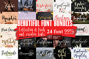 Beautiful Font Bundles Collections, a Script Font by Scratchones (Thumbnail 1 of 24)