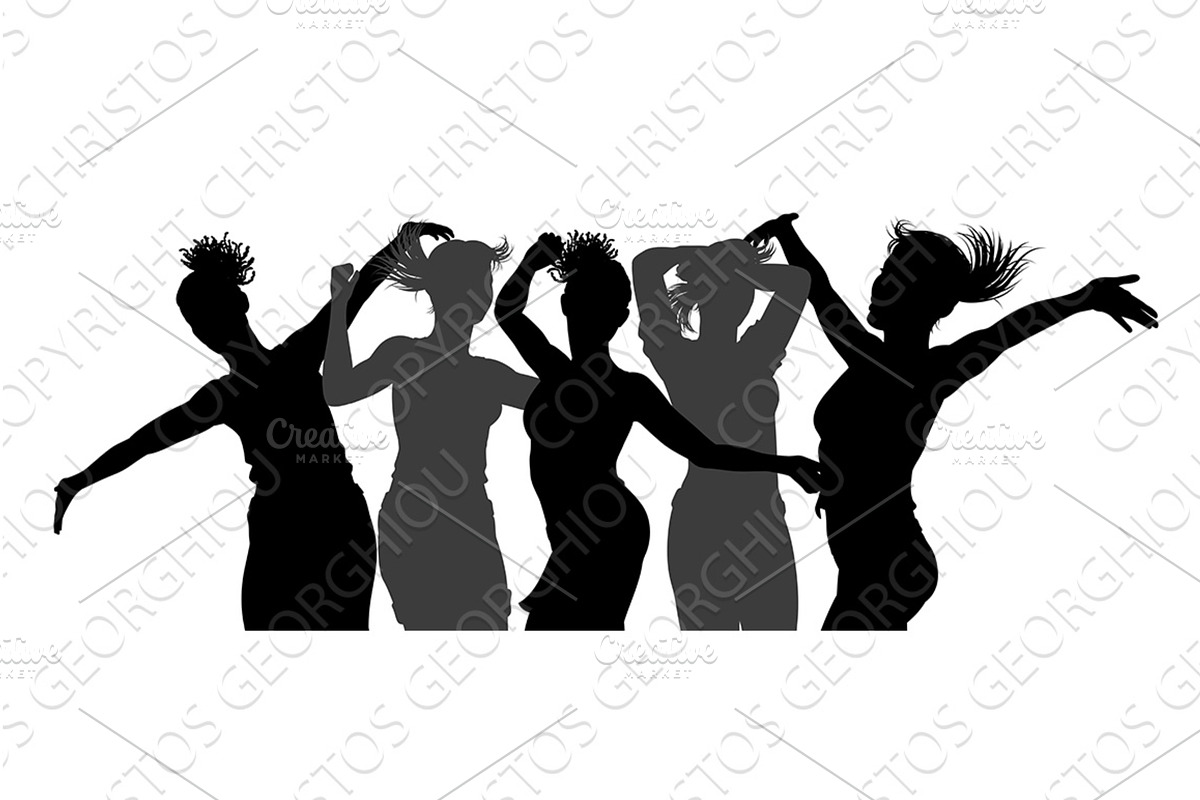 Dancing Women Silhouettes Crowd, a Person Illustration by Christos Georghiou