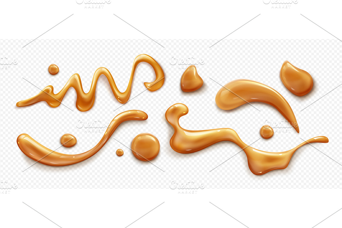 Caramel sauce syrup realistic, a Food Illustration by art PVP - market