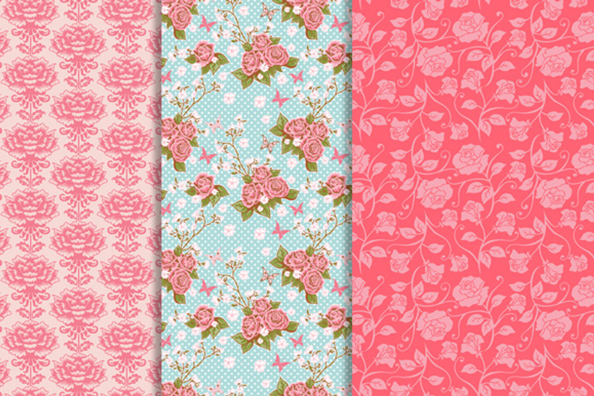 Romantic floral papers pack. preview 2