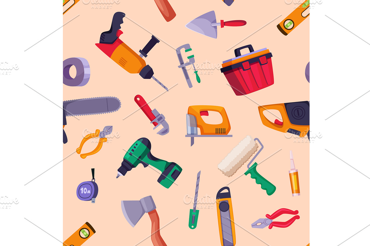 Repair tools. seamless pattern with, an Illustration by Onyx