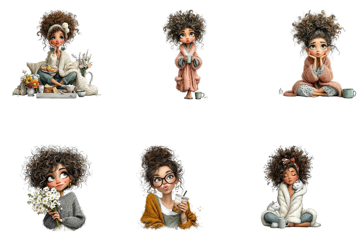 Whimsical Morning Quirky Woman, a Seasonal Illustration by CreationArt (Photo 3 of 5)