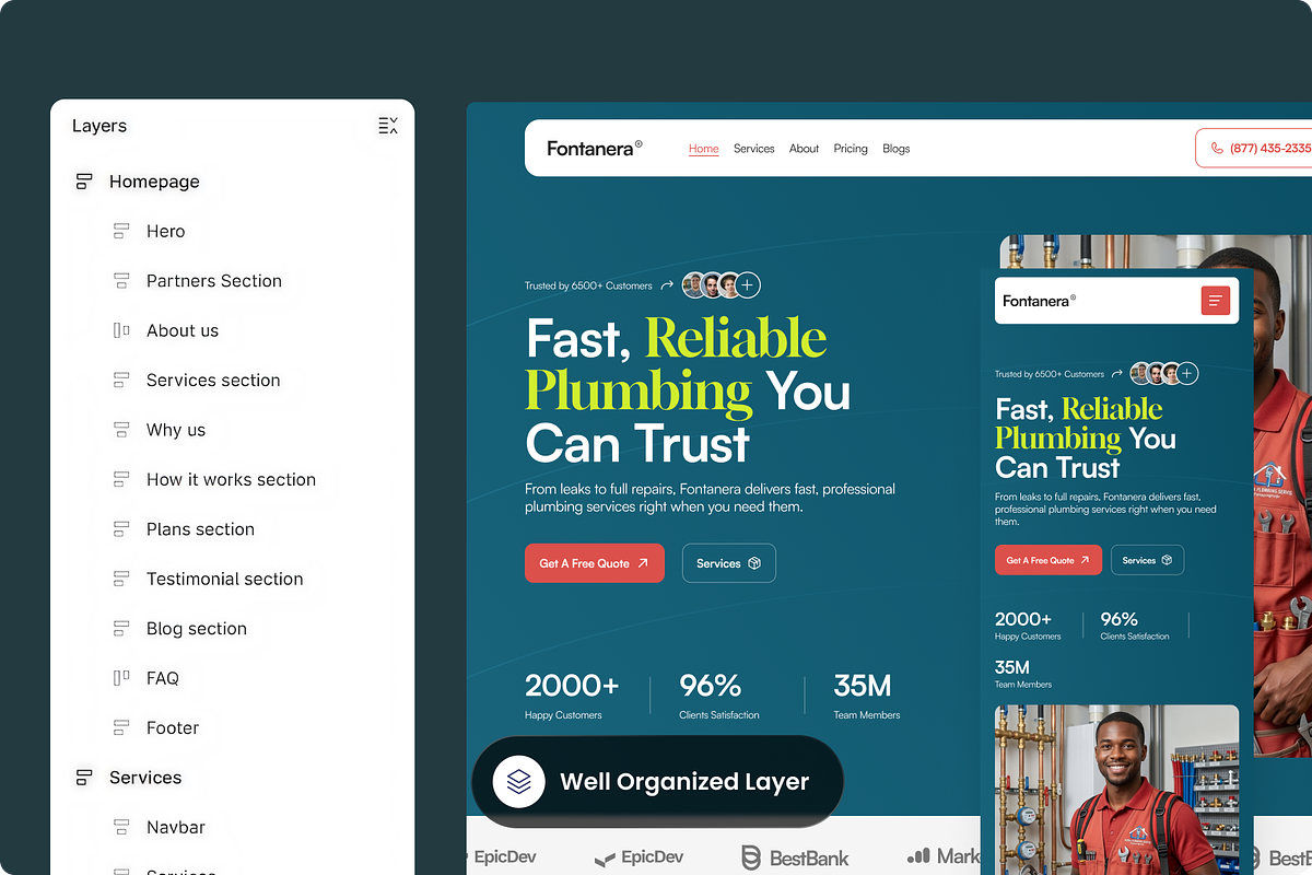 Fontanera - Plumbing Service Website, a Landing Page Template by SLAB! Design (Photo 2 of 5)