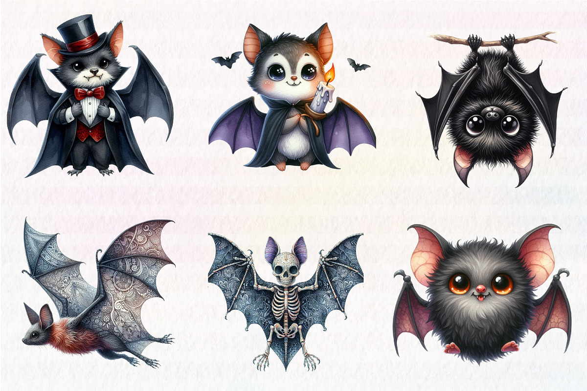 Kawaii Quirky Halloween Bat Clipart, an Illustration by CreationArt (Photo 4 of 4)