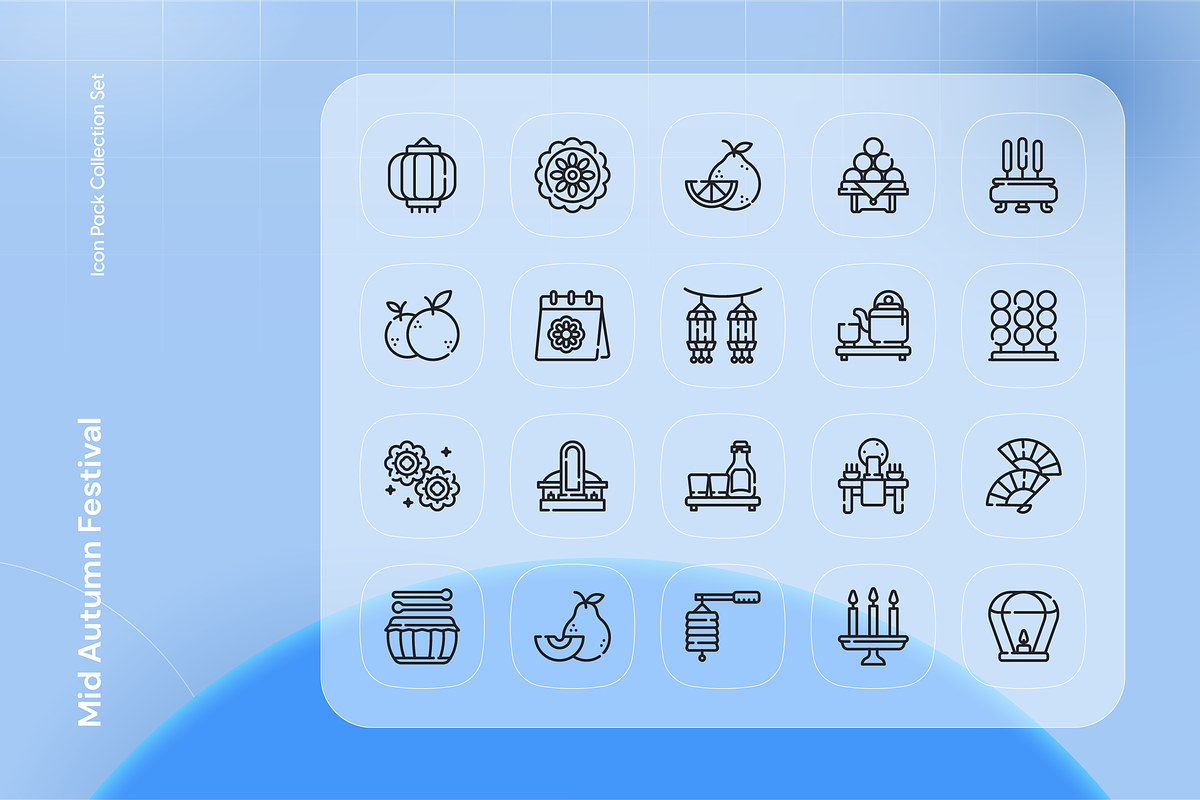 Mid Autumn Festival Icon Set, an Outline Icon by Nathaya Studio (Photo 2 of 2)
