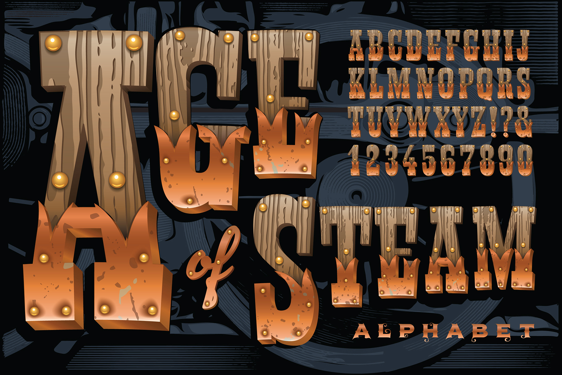 Age of Steam Vector Alphabet, an Object Graphic by Mysterylab Designs