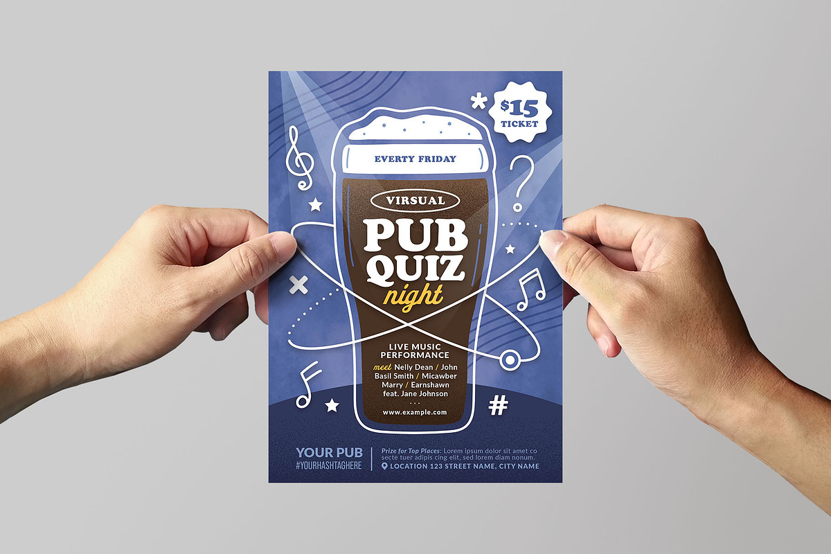 Pub Quiz Night Flyer Template, a Flyer Template by BrandPacks (Photo 2 of 6)