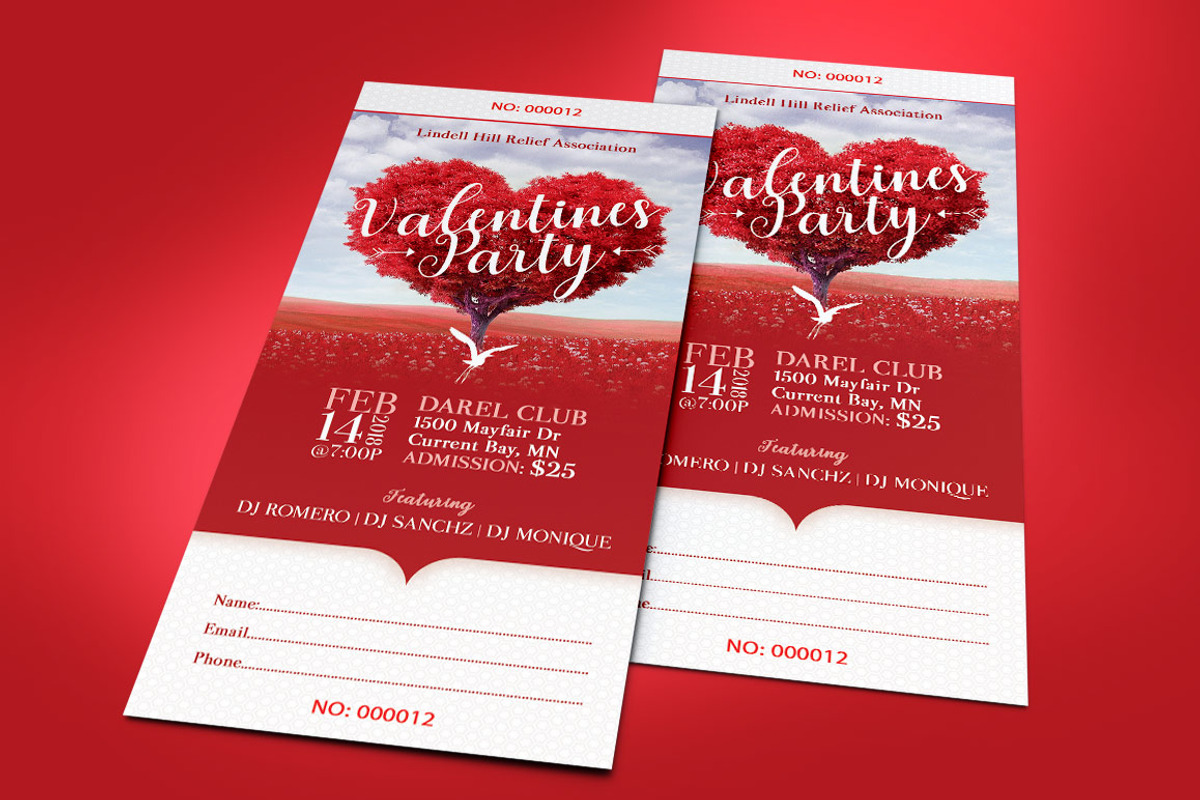 Tree Heart Valentines Party Ticket, a Card Template by Godserv Designs (Photo 4 of 9)