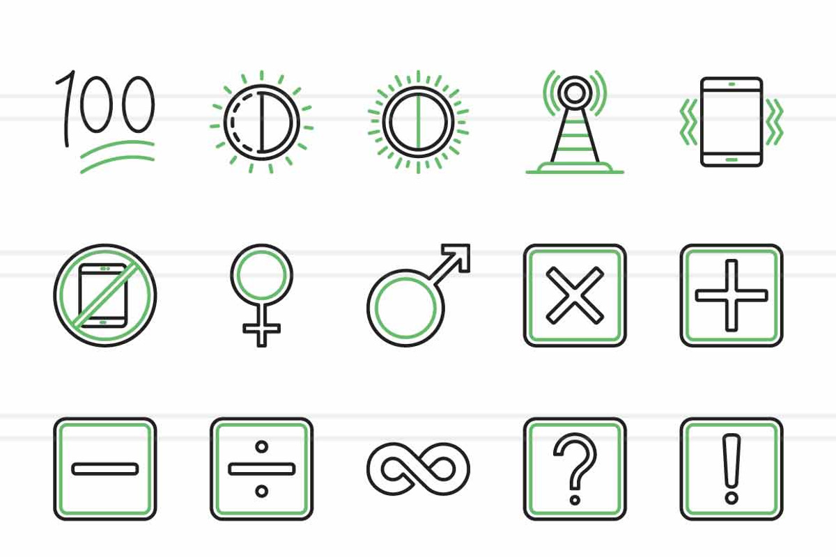 45 Symbols Green & Black Icons, an Icon by IconBunny (Photo 2 of 2)