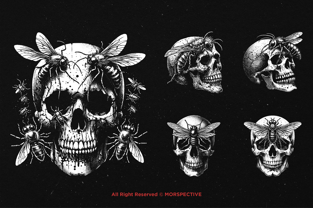 10 Bundle Dark Art Skull Insect, an Illustration by Morspective (Photo 3 of 7)