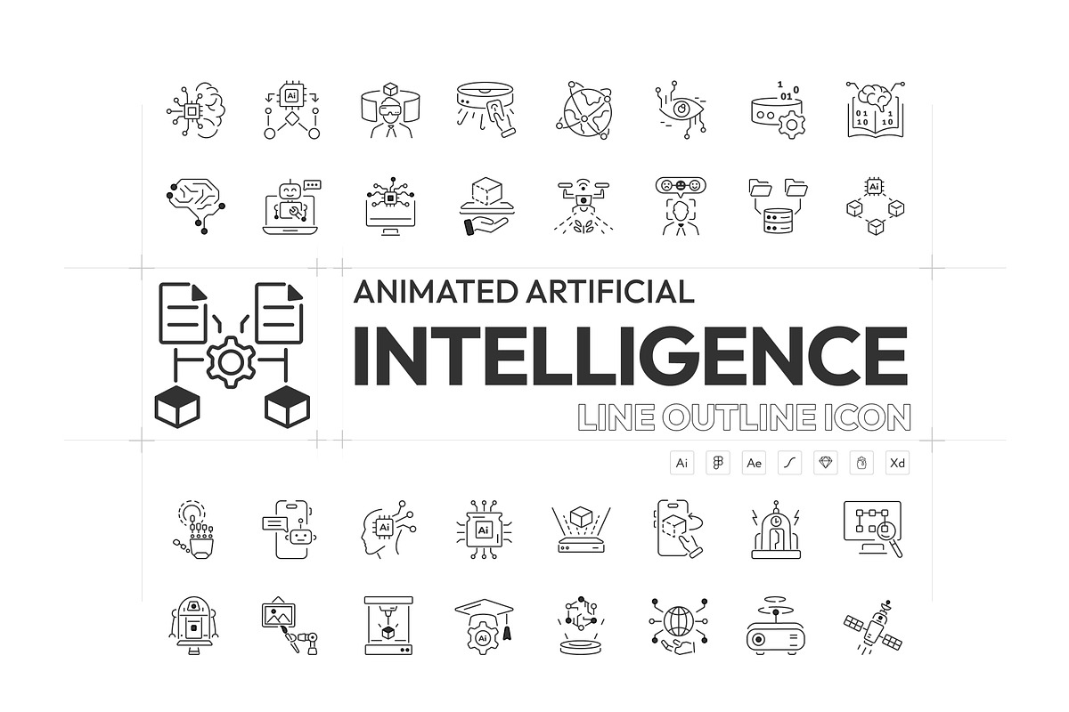 Artificial Intelligence Icons, an Outline Icon by Prosymbols (Photo 1 of 7)