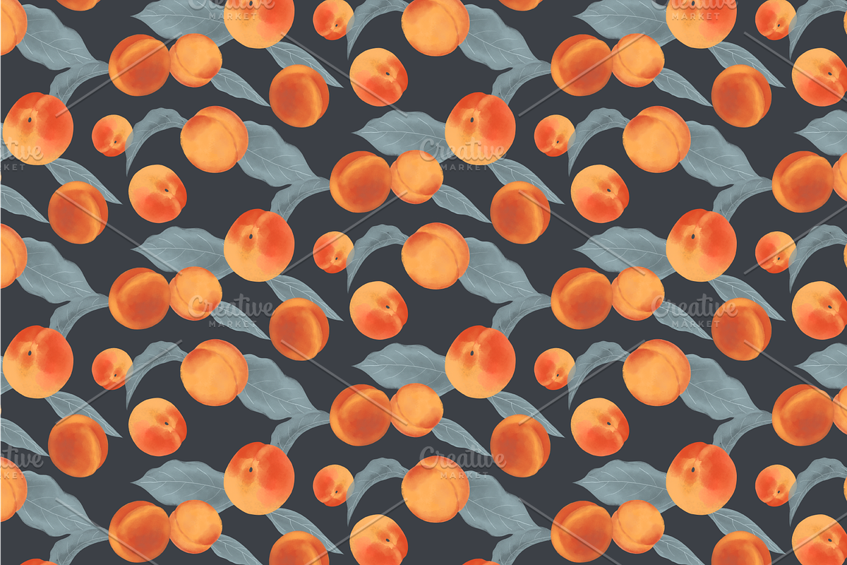 Peachy Seamless Pattern, a Pattern Graphic by Painted Puffin Creative (Photo 3 of 3)
