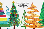 Festive Christmas Trees clipart, an Illustration by SandraGraphicDesign (Thumbnail 3 of 5)