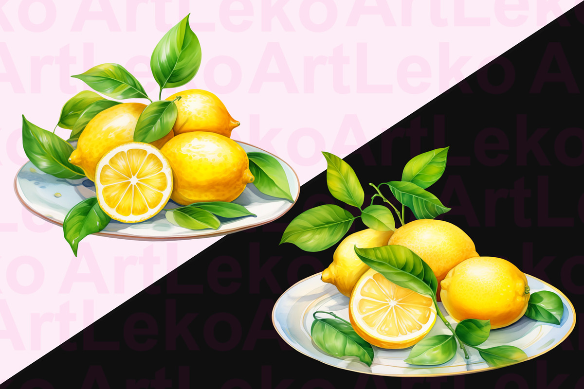 Lemons Watercolor Clipart, a Food Illustration by LekoArt (Photo 9 of 10)