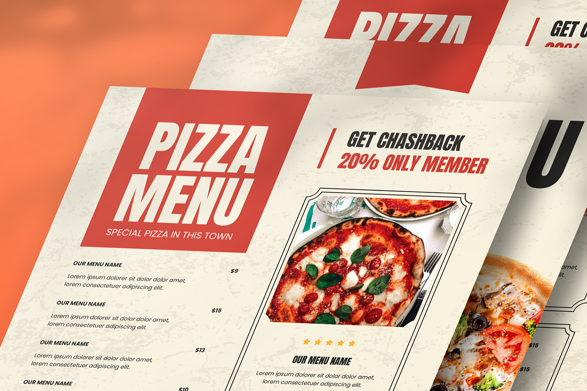 Pizza Restaurant Menu, a Print Template by SquidPixey (Photo 3 of 6)