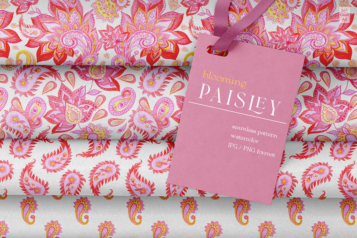 Blooming paisley seamless pattern, a Pattern Graphic by AnaGuziiArt (Photo 11 of 11)