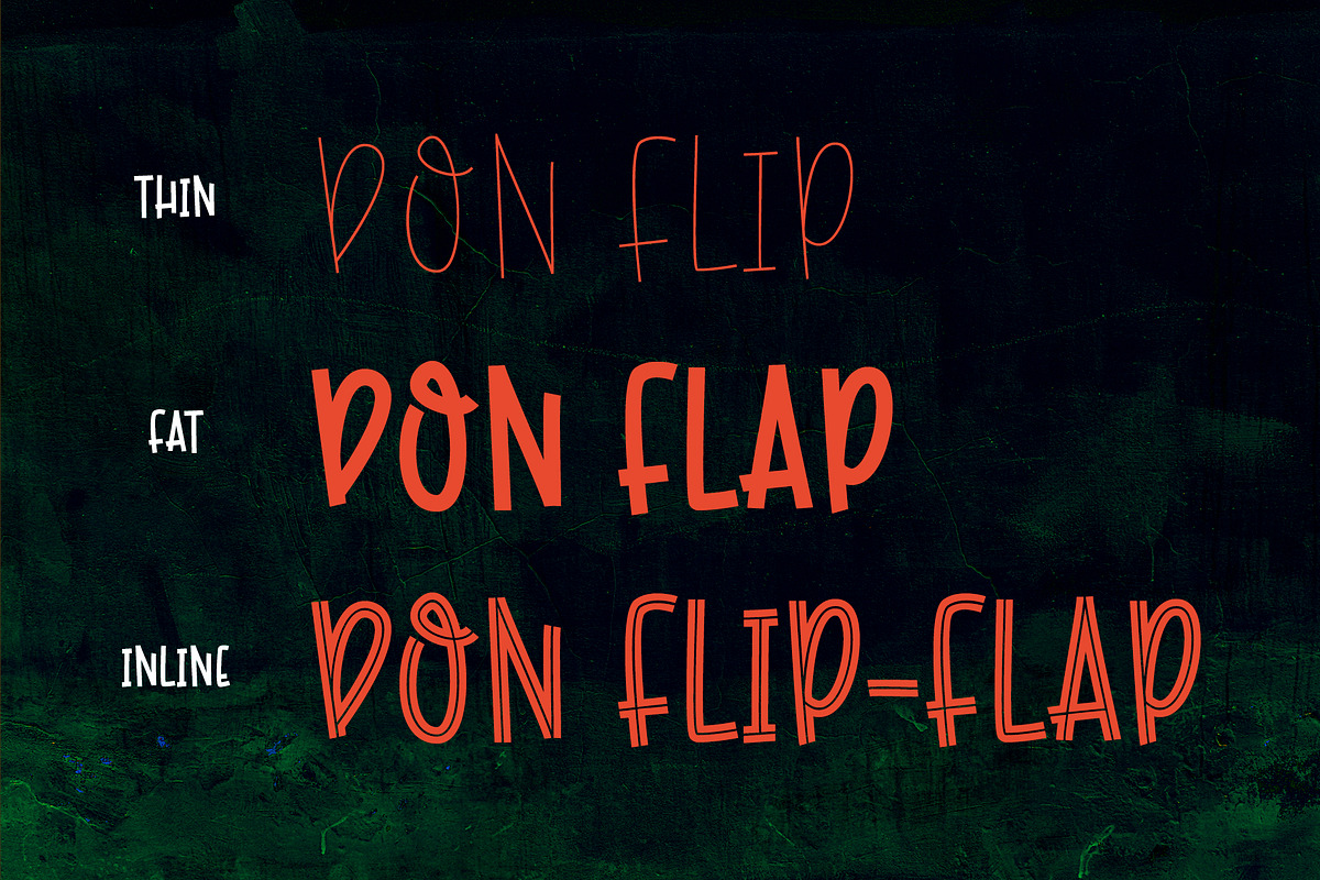 Don Flip Flap - fun inline font trio, a Font by Little Type Factory (Photo 7 of 10)