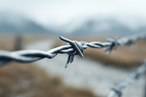 Barbed wire fence with a blurred, a Nature Photo by MistyDay