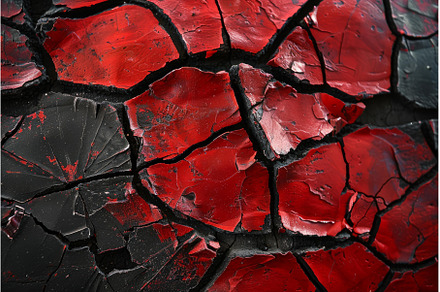 Cracked red paint revealing dark, a Background Photo by Ylivdesign