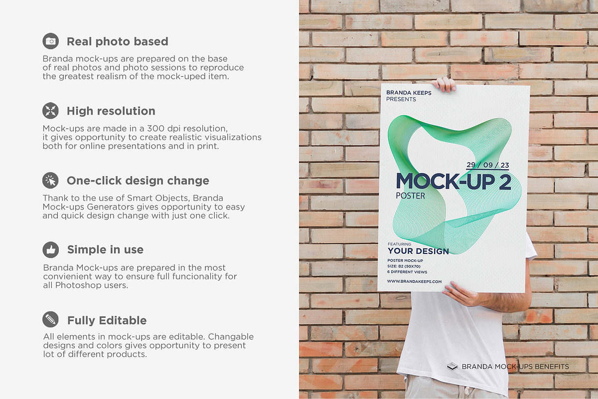 Man Holding Poster 2 Mock-up, a Print Template by Branda Keeps (Photo 2 of 16)