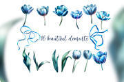 Blue Tulips Beautiful Set, a Decorative Illustration by Shabbypie (Thumbnail 2 of 22)