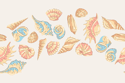 Seamless pattern with seashells., a Decorative Illustration by incomible