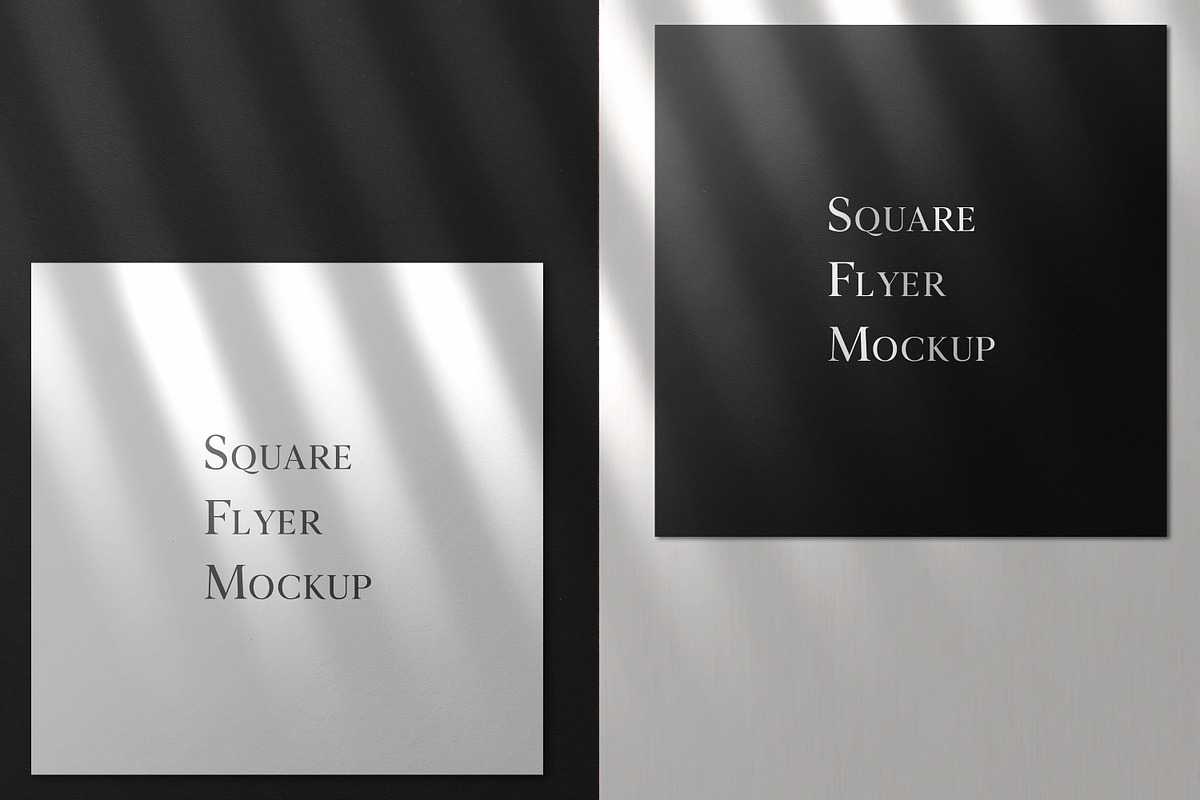 Black and White Square Flyers Mockup, a Print Template by ItemBridge