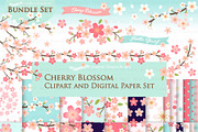 Cherry Blossom Flower Set, an Illustration by Mia's Graphic Design (Thumbnail 1 of 9)