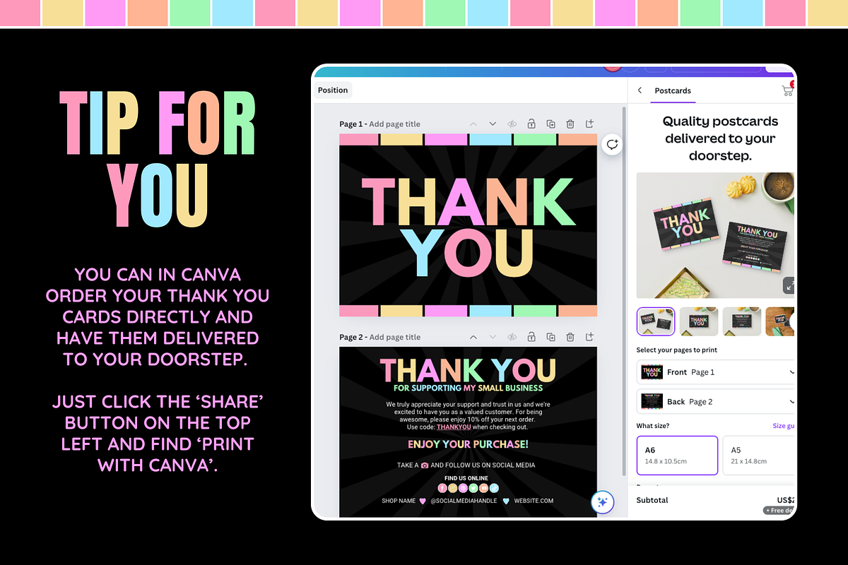 Pastel Neon Thank You Card, a Card Template by SunshineStudioBoutique (Photo 5 of 10)