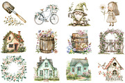 Pastel Spring Cottage Clipart Bundle, an Illustration by DreamCafeArt (Thumbnail 3 of 8)