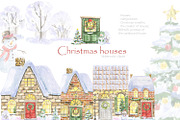 Christmas houses, an Illustration by Love Watercolor Store (Thumbnail 1 of 12)