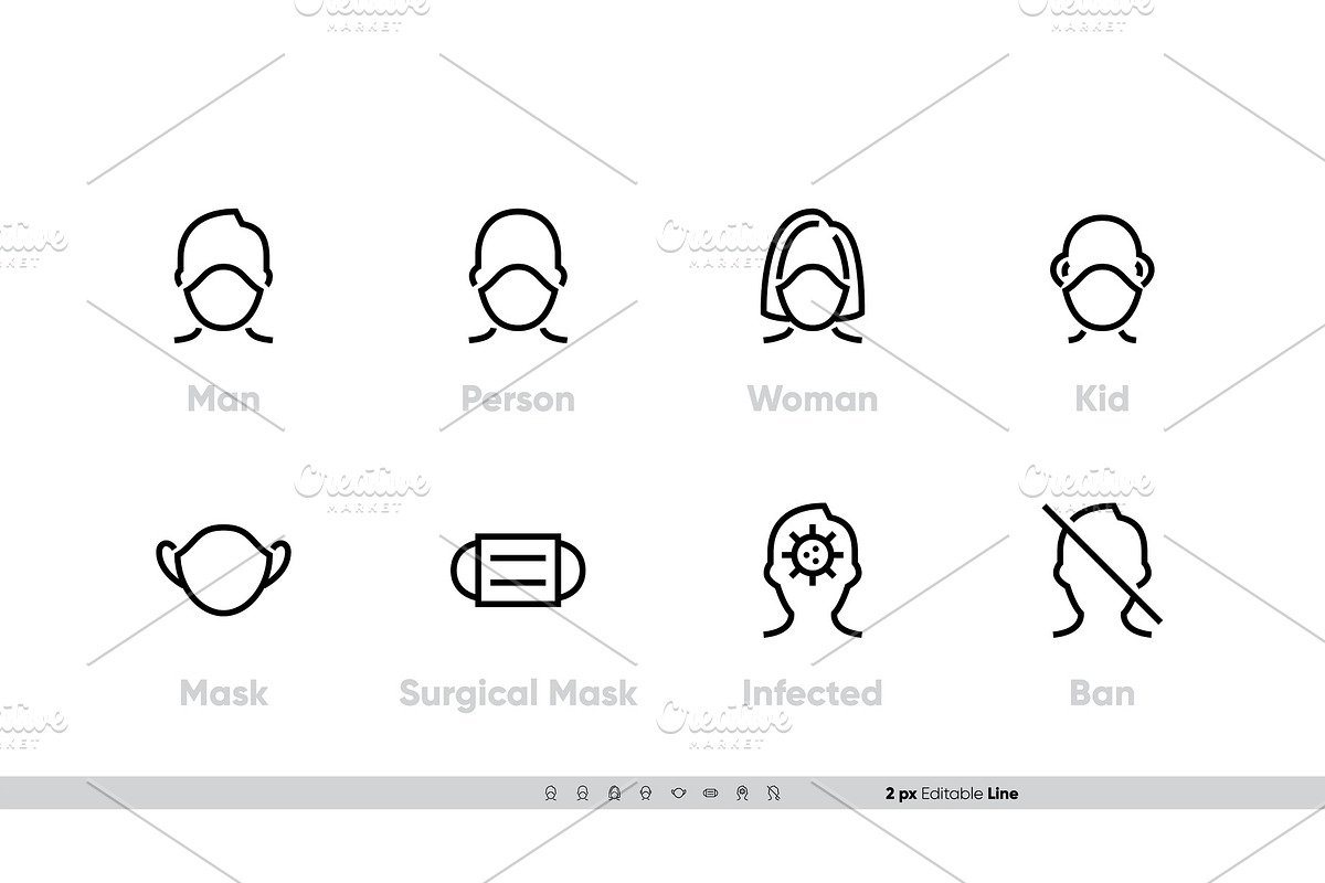 Medical Facemask icon vector set, an Object Graphic by theungsys