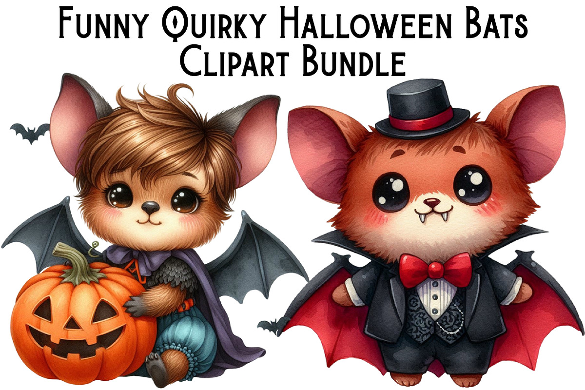 Funny Quirky Halloween Bats Clipart, an Illustration by Pixels.Craft (Photo 1 of 6)