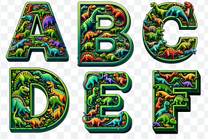 Dinosaur Display Font Alphabet ABC