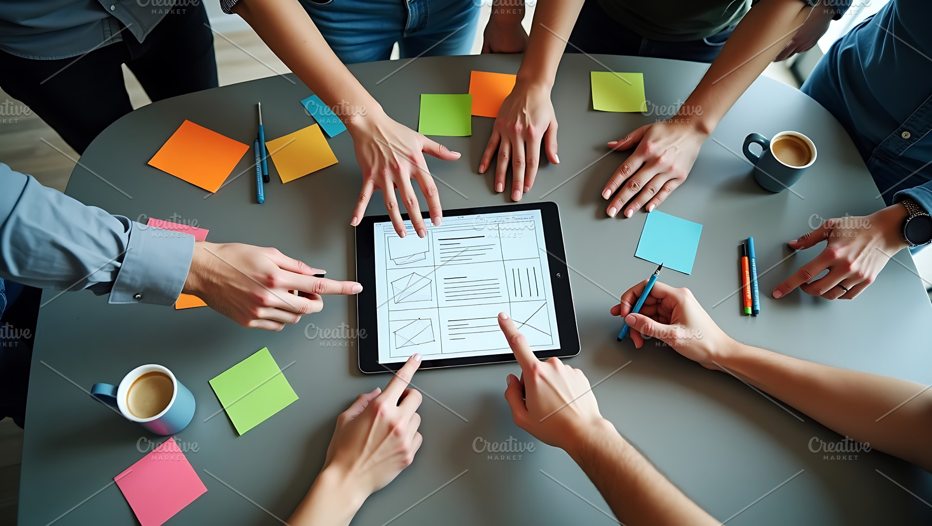 Team Brainstorming on Digital Tablet, a Business Photo by Artonix