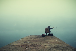 Foggy morning fishing