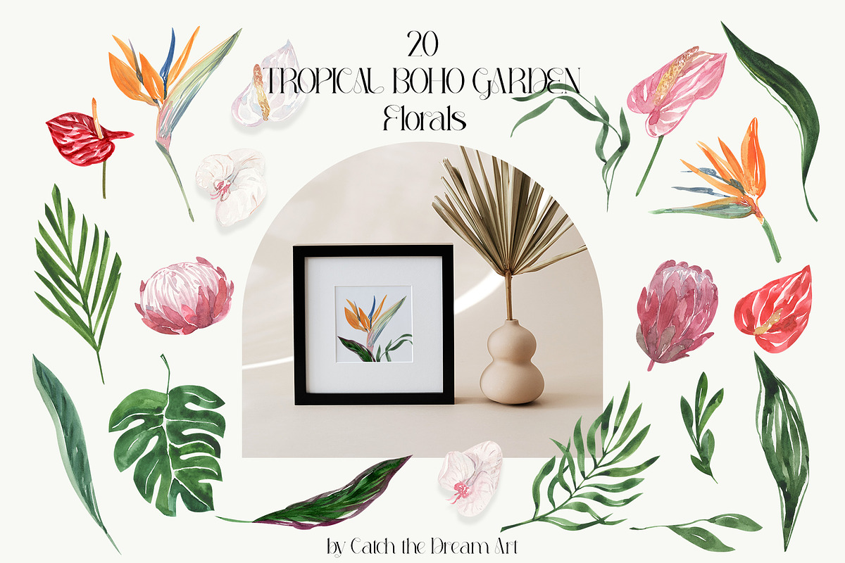 Tropical Boho Garden Plants & Floral, a Decorative Illustration by Catch the Dream Art (Photo 9 of 10)