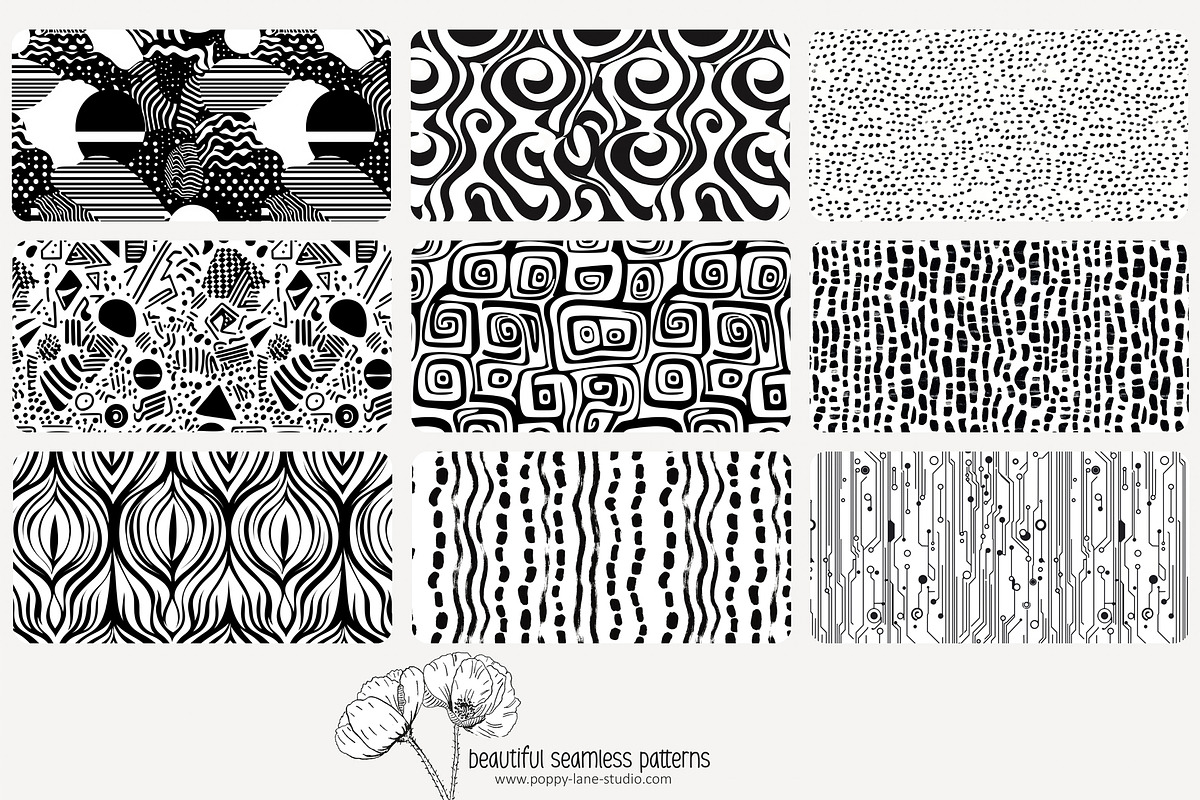 80 abstract b/w seamless pattern, a Pattern Graphic by Poppy Lane Studio (Photo 4 of 11)