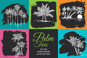 Palm Trees Drawings in Grunge Stylle