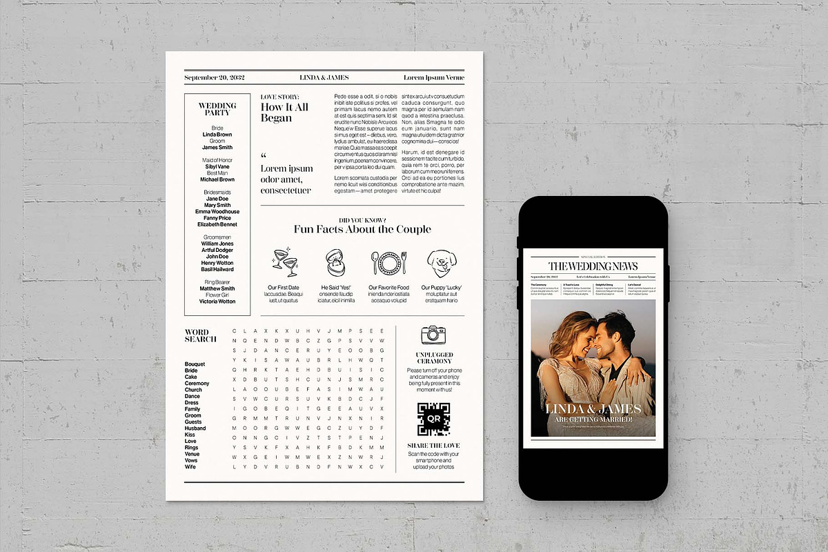 Wedding Newspaper Flyer Template, a Flyer Template by BrandPacks (Photo 2 of 5)