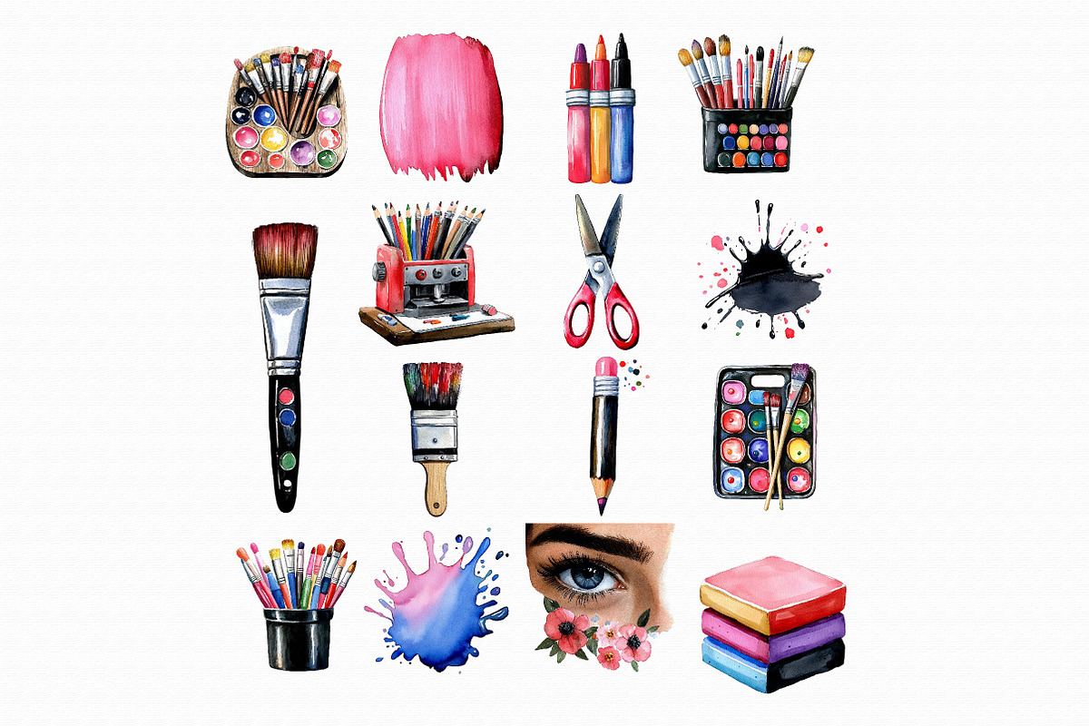 Watercolor Artist Clipart, an Illustration by Libby Wishes (Photo 2 of 5)