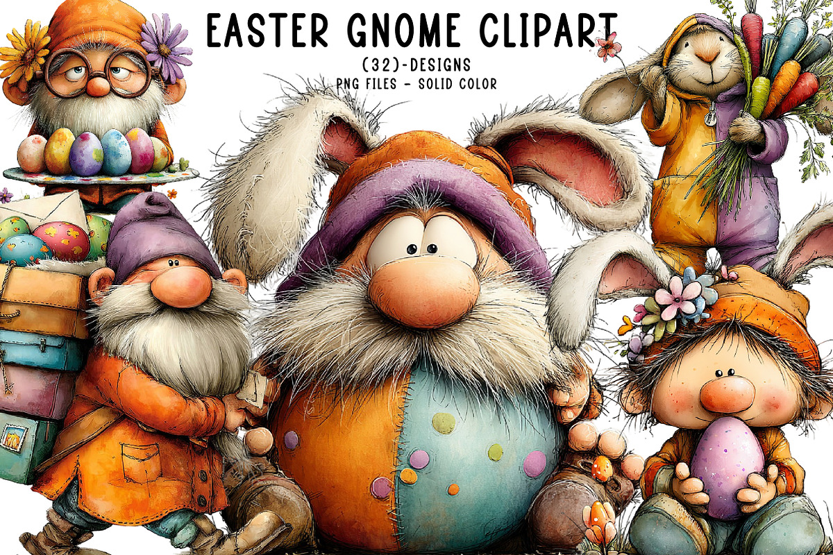 Easter Gnome Clipart, an Illustration by CreationArt (Photo 1 of 6)