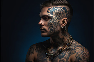 Attractive Man Tattoos. Generate Ai