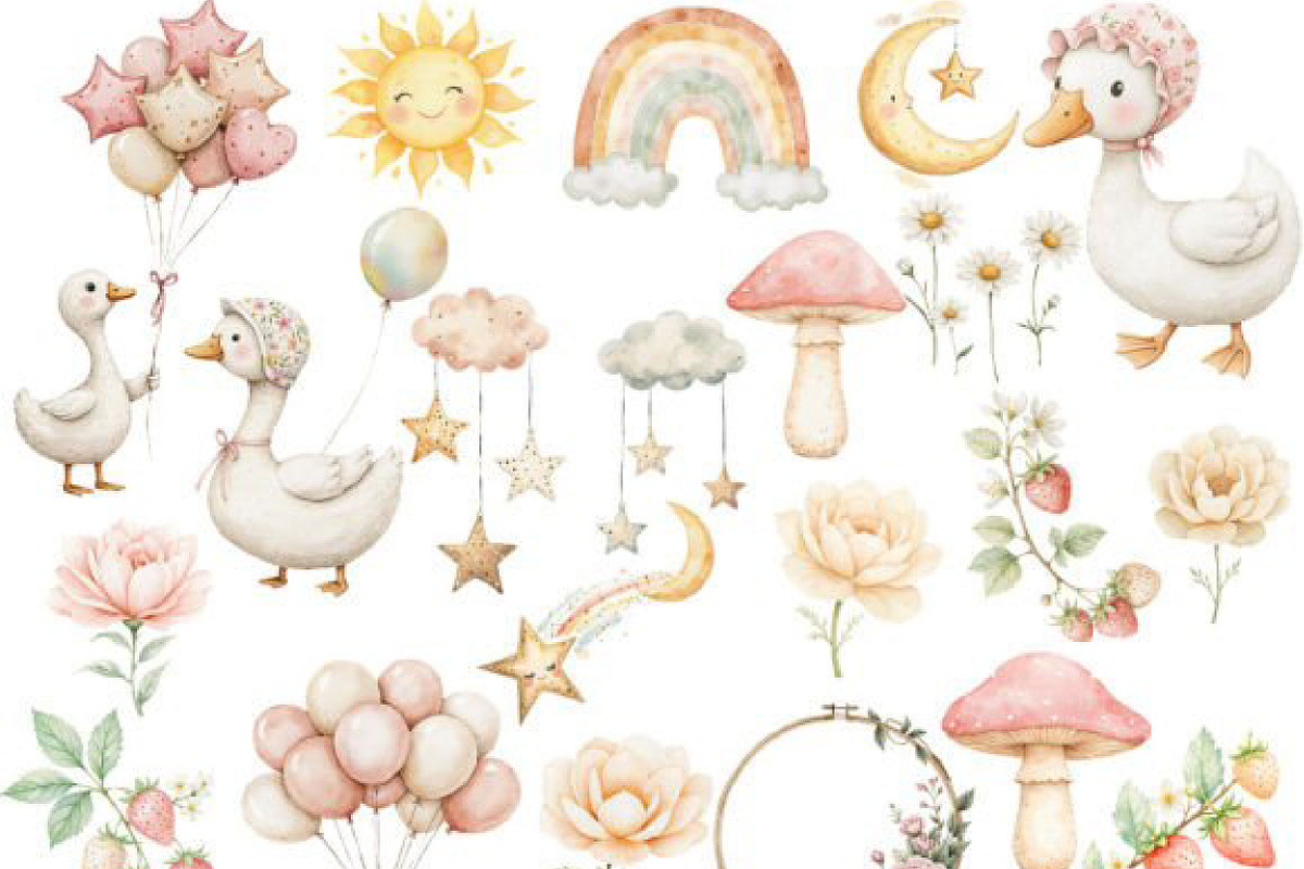 Baby White Goose Birthday Png, an Illustration by JackArt (Photo 3 of 6)