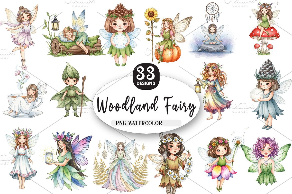 Boho Woodland Fairy Sublimation, an Illustration by Watercolor design (Photo 1 of 4)