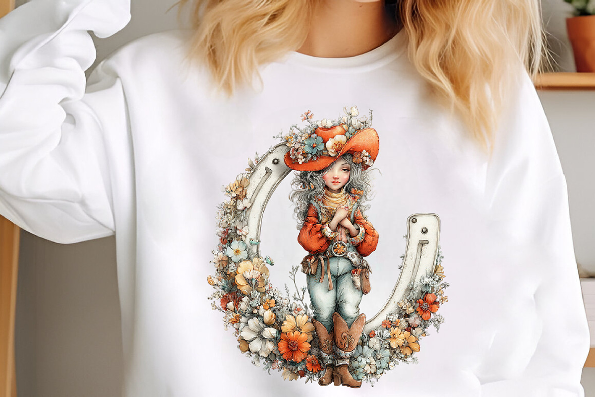 Whimsical Spring Western Girl Clipar, an Illustration by designcity5 (Photo 4 of 5)